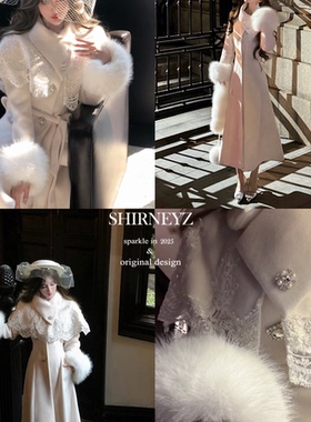 雪妮原创〈伯爵夫人〉重工大衣毛呢外套中长款富家千金感冬装外套