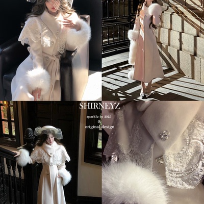 雪妮原创〈伯爵夫人〉重工大衣毛呢外套中长款富家千金感冬装外套