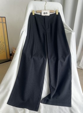 倩牛高端女装】25冬新款简约大气50羊毛高级灰色直筒宽松阔腿西裤