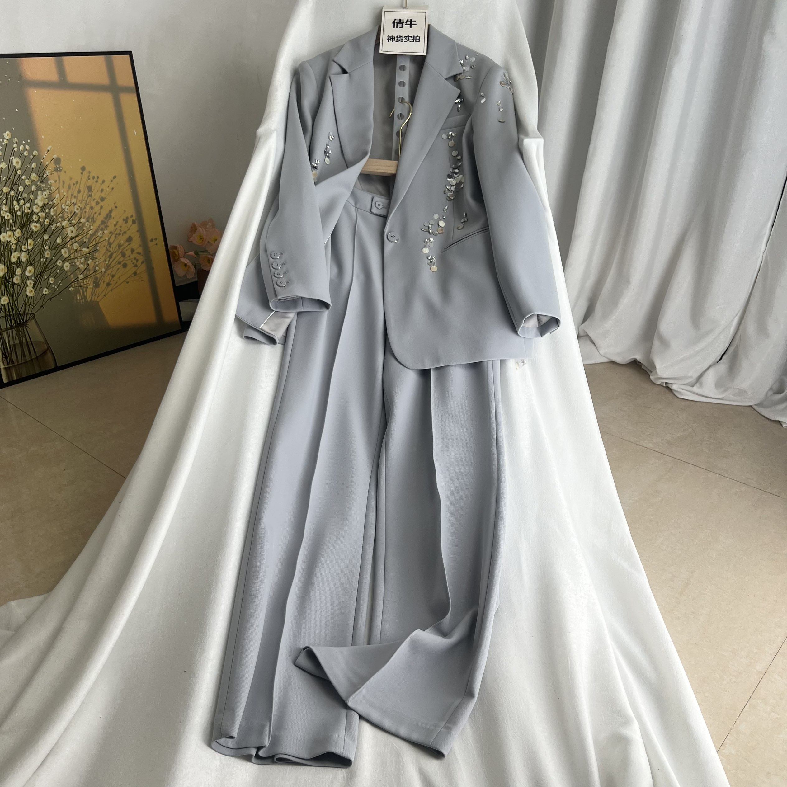 倩牛高档女装】高级感西装外套阔腿裤套装女秋冬通勤职业装老钱风