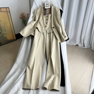 牛货 马甲西裤 2026春装 简洁大气无领西装 女三件套 新款 倩牛高端