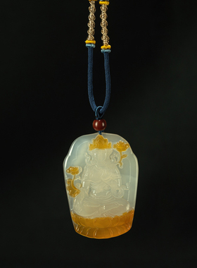 匠心工艺〓逊克冰种红玉髓巧雕绿度母观音挂牌老佛牌挂件项链吊坠