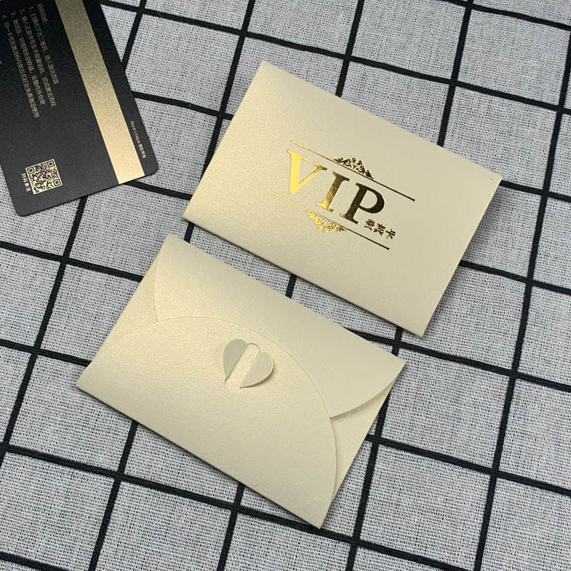 购物卡卡套 创意心形礼品卡会员卡套100枚珠光小信封定制烫金logo