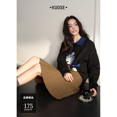 土黄色半身裙百褶裙a字裙半身裙