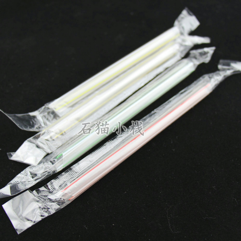 单只彩色条纹独立包装果汁吸管