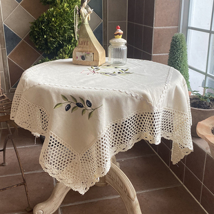 美式 花园盖布防尘布茶几布阳台布艺复古怀旧 北欧 橄榄枝刺绣桌布
