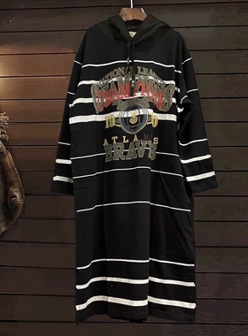 秋春连衣裙卫衣TINY CUTTLE小鱼仔宽松女装纯棉长款毛巾圈连帽