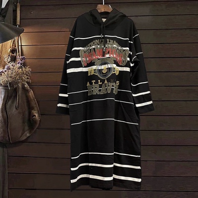 针织宽松纯棉女装连帽秋春连衣裙