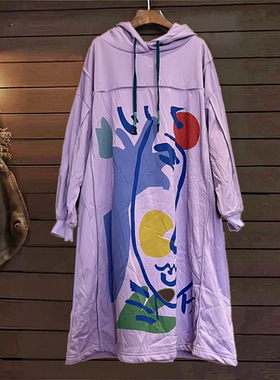 秋春连衣裙卫衣连帽学院风TINY CUTTLE套头中厚薄绒外套女休闲棉