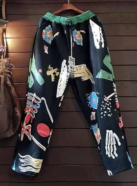 卫裤加厚加绒TINY CUTTLE小鱼仔春秋冬S棉宽松印花女长裤休闲韩单