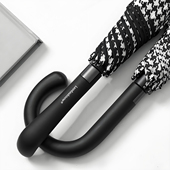 千鸟格雨伞女简约日系长柄直杆伞男士 大号结实耐用抗风双人伞自动