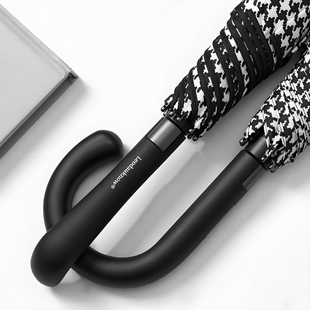 千鸟格雨伞女简约日系长柄直杆伞男士大号结实耐用抗风双人伞自动