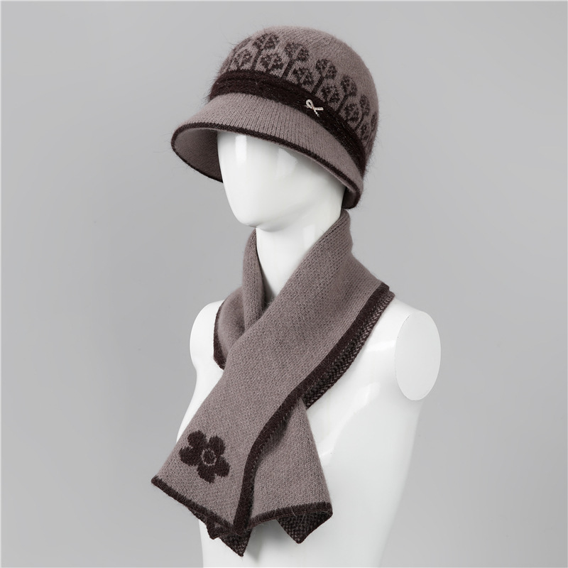 秋冬季兔毛加绒保暖盆帽女