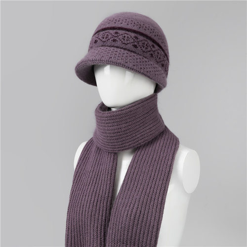 秋冬兔毛帽子女士妈妈针织毛线帽