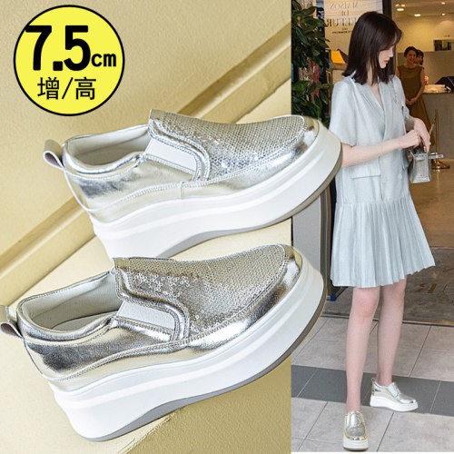 厚底乐福鞋女小个子内增高松糕鞋