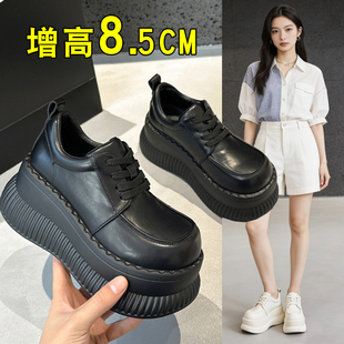 厚底英伦小皮鞋女9cm增高软底乐福鞋春夏显高显瘦不累脚松糕单鞋