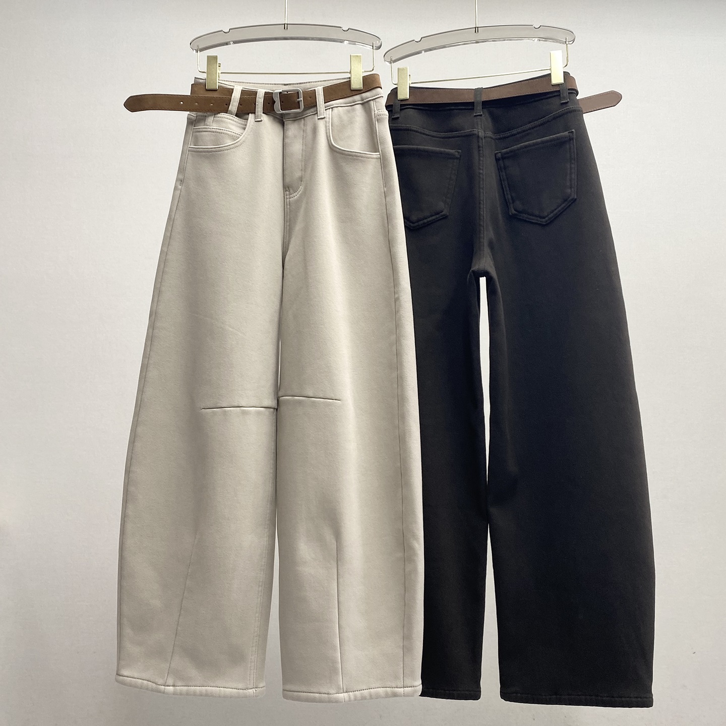 加绒加厚茧型复古高腰牛仔弯刀裤女2025冬季显瘦百搭宽松阔腿裤子