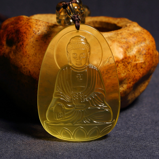 天然黄水晶本命佛吊坠阿弥尊者大日如来属虎本命年守护神文殊挂件