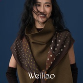 Weiliao 波点系列丝毛质感大三角巾橄榄绿赤栗棕围巾秋冬