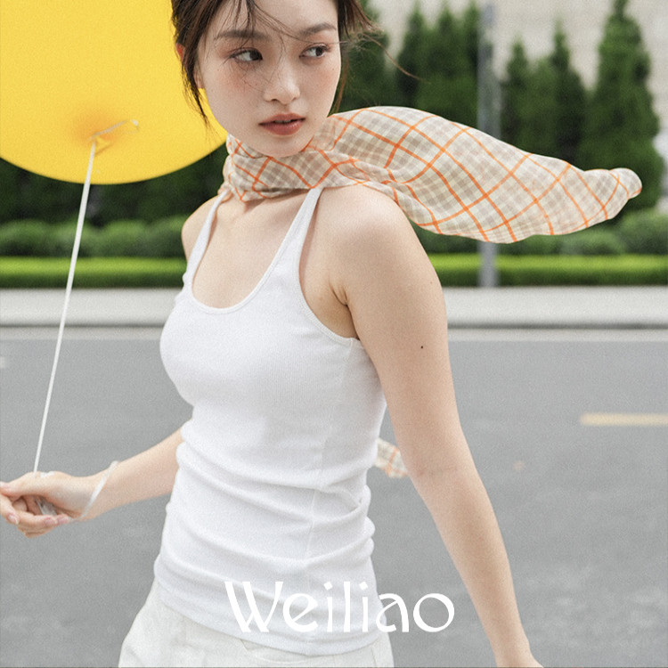 Weiliao百搭飘逸氛围感格纹丝巾