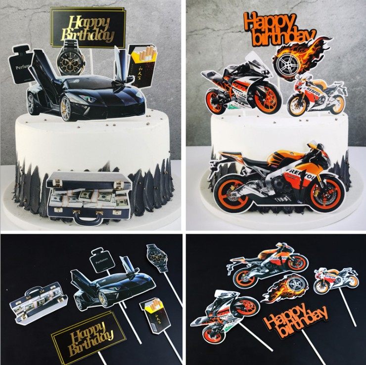 男孩生日蛋糕装饰插牌生日蛋糕跑车插卡生日快乐摩托车火轮插件,节庆用品/礼品,节日装扮用品,淘宝优惠券,粉丝福利购,淘宝优惠卷