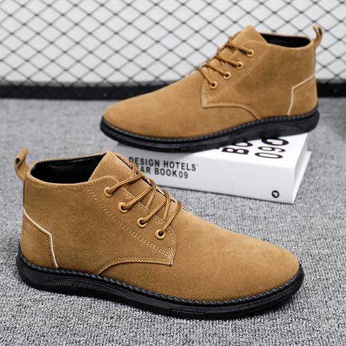 2025新款秋季英伦男高帮休闲皮鞋