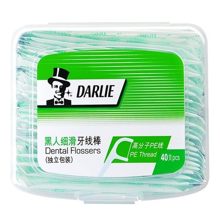 黑人细滑牙线棒深层清洁牙细缝高分子PE线材纤韧丝滑40支正品包邮