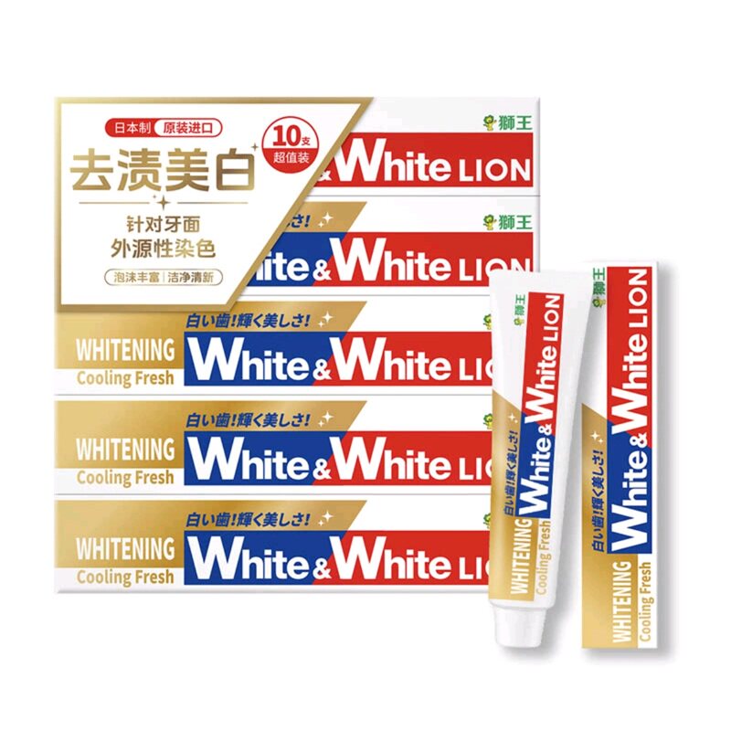 日本进口狮王薄荷美白牙膏大白管