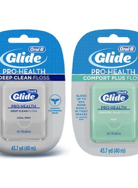 老款旧版OralB欧乐b舒适深洁牙线卷40m美国glide宽扁薄荷正畸微蜡