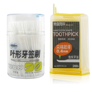 奈森克林齿纹叶形牙签刷300支台湾制造进口清洁酒店家用便携清洁
