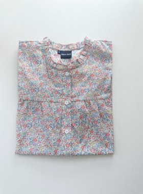 Warm Buds 纯棉花边领短袖衬衫Liberty2024新款衬衫