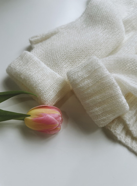 WarmBuds白色马海毛百搭开衫超柔软温柔