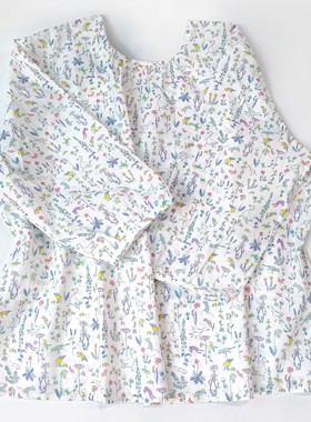 Warm Buds 纯棉圆领八分袖衬衫Liberty2024新款衬衫