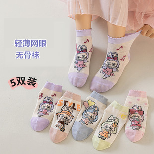 女童袜子春夏纯棉薄款儿童无骨船袜卡通可爱拉布布夏季宝宝短袜潮
