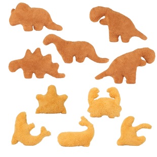 跨境创意Dino Chicken Nugget海洋鸡块恐龙毛绒玩具公仔玩偶抱枕