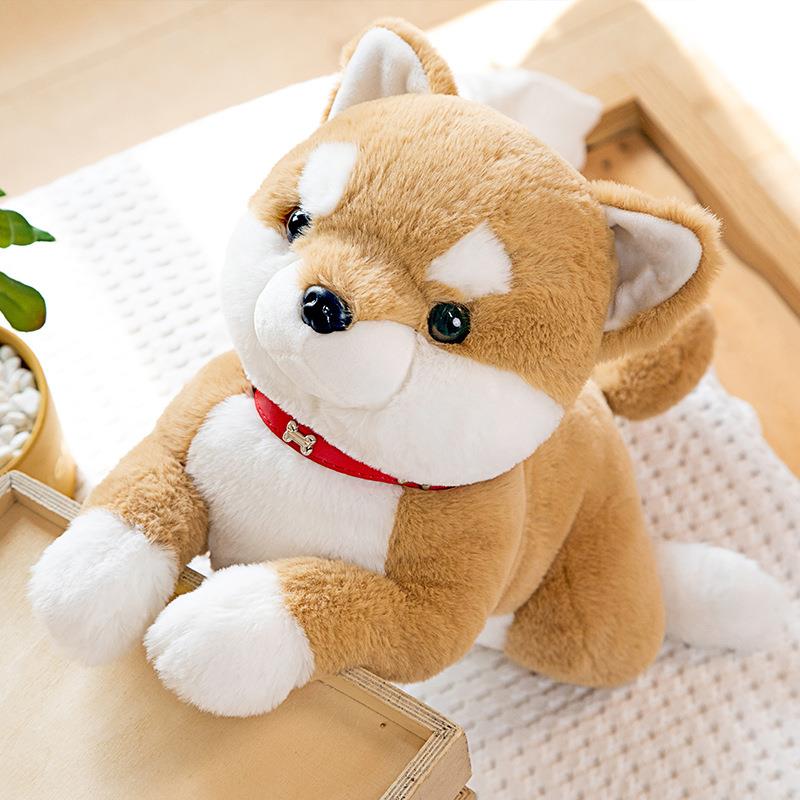 可爱趴狗狗公仔真柴犬毛绒玩具床上睡觉抱枕秋田犬娃娃生日礼物