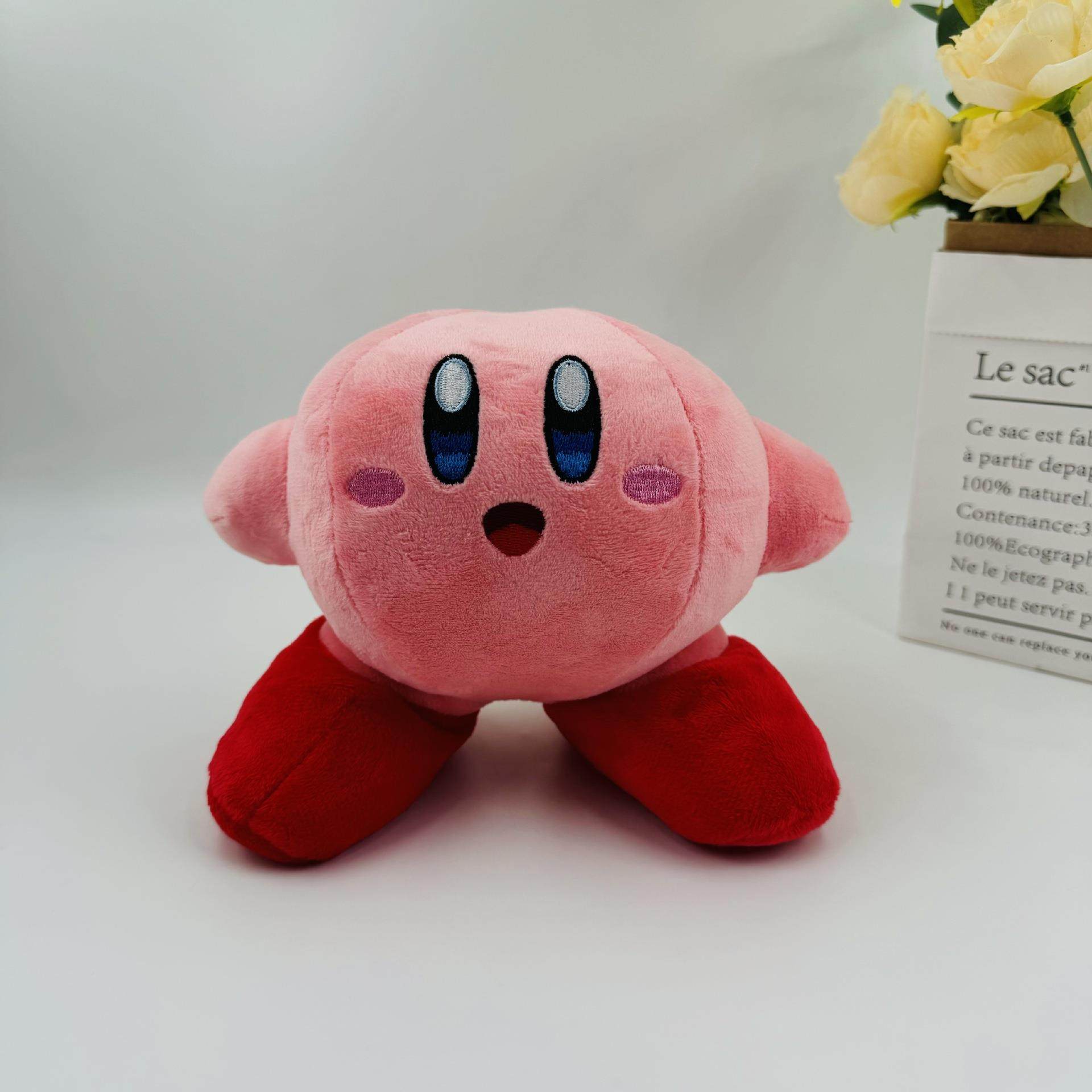 新款小号16cm星之卡比Kirby大脚卡比粉色带脚趾可脱鞋毛绒公仔