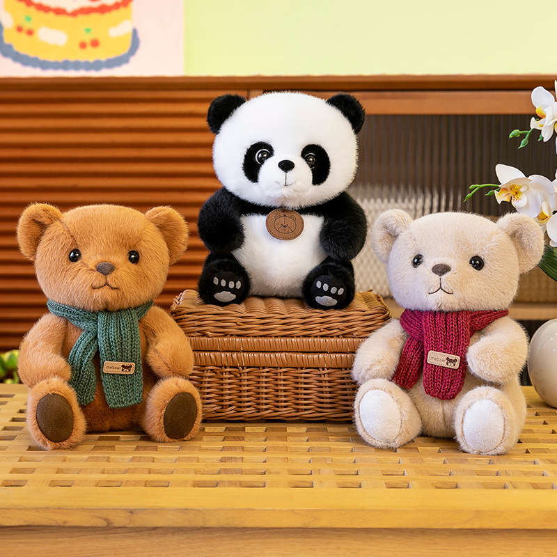 可爱卡通围巾小熊玩偶泰迪熊小熊猫毛绒玩具儿童布娃娃礼物女生公