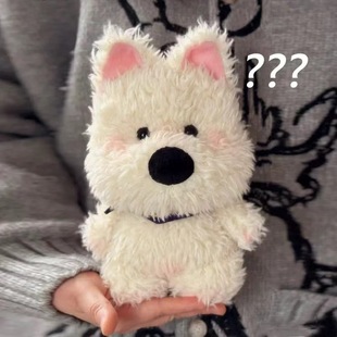 西高地玩偶毛绒玩具修勾潦草狗公仔女孩睡觉抱布娃娃儿童生日礼物