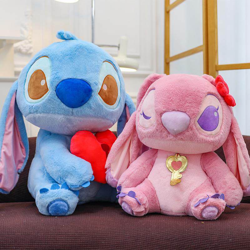新款爱心锁情侣史迪仔毛绒公仔史迪奇玩偶安琪布娃娃玩具抱枕礼物