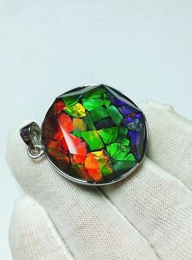 加拿大斑彩石大卫星吊坠