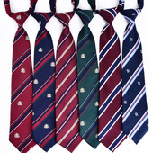 英伦学院风男女学生领带蓝黄条纹酒红小皇冠藏青墨绿jk日系免打结