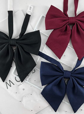 jk巨羽根领结领带纯色女学生毕业照学士服酒红色学院风领花蝴蝶结