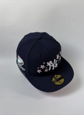 NewEra纽亦华MLB纽约扬基队59FIFTY全封闭棒球帽子平檐樱花刺绣