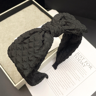 高颅顶宽边发箍女大头围发夹头饰显脸小头箍发旅夏季发卡褶皱头饰