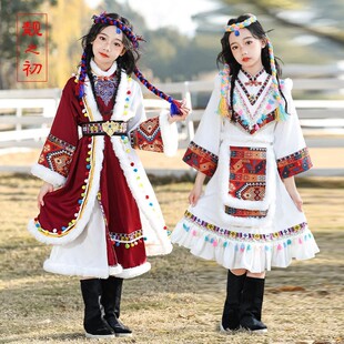 藏族服装儿童女女童少数民族舞蹈演出服藏式藏袍藏装藏服2025新款