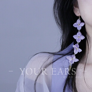 YOUR 耳环女小众设计感高级气质耳饰 EARS原创手作紫色绣球新中式