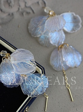 YOUR EARS原创手作亚克力花瓣珠光百搭浪漫气质长款耳环耳钉