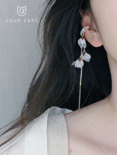 YOUR 花朵耳骨夹仙气无耳洞流苏女耳饰小众设计 EARS原创手作长款