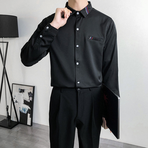 714B/D05P45学院文艺风2025春季男生个性中性衬衫休闲班服S-5XL